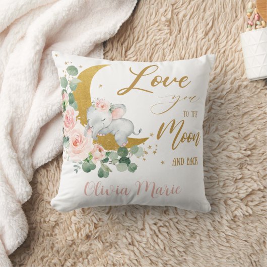 エレファントピンクフローラ月と背中にあなたを愛 クッション (ブランケット)
