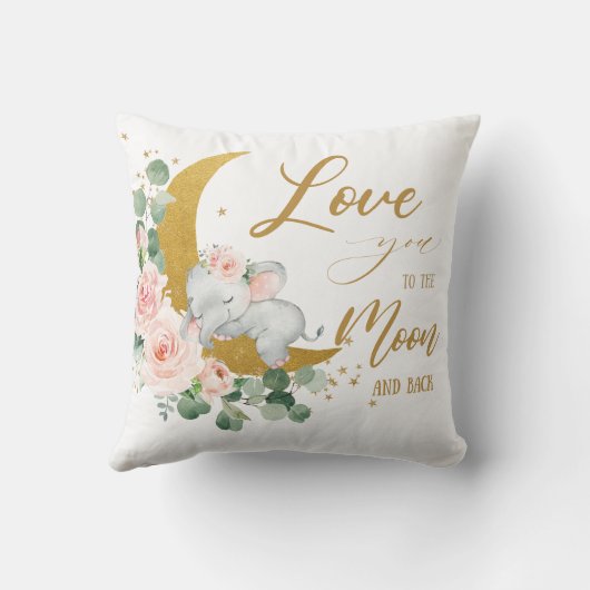 エレファントピンクフローラ月と背中にあなたを愛 クッション (裏面)