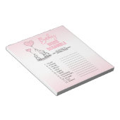 エレファントピンク白い女の子の赤ちゃんシャワー単語スクランブル ノートパッド (アングル)