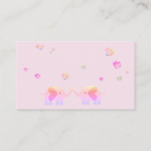 エレファントピンク/パープルガールズおむつラッフル エンクロージャーカード (裏面)
