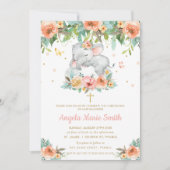 エレファントピーチピンクフローラ洗礼《キリスト教》洗礼式や命名式 招待状 (正面)