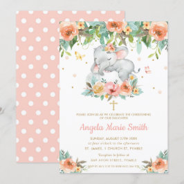 エレファントピーチピンクフローラ洗礼《キリスト教》洗礼式や命名式 招待状