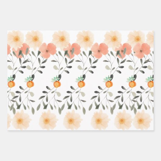 エレファントピーチファズベビーシャワーカワイイガーリーフローラ ラッピングペーパーシート (正面3)