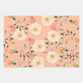 エレファントピーチファズベビーシャワーカワイイガーリーフローラ ラッピングペーパーシート (正面)