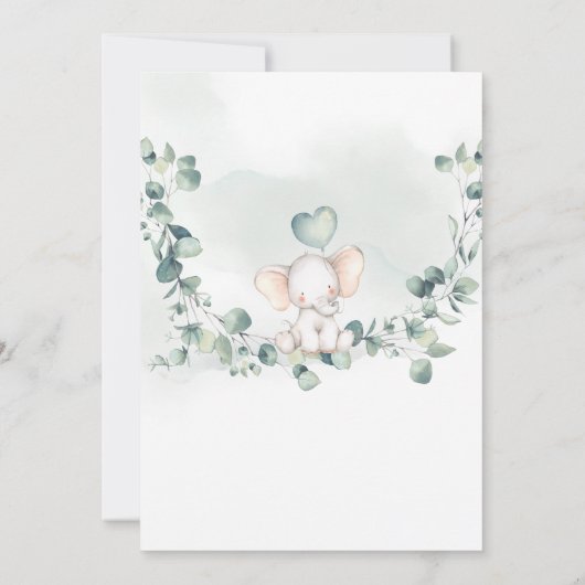 エレファントピーナッツベイビーシャワー招待状 招待状 (裏面)