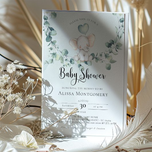 エレファントピーナッツベイビーシャワー招待状 招待状