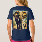 エレファントファミリーウォーターカラーTシャツコレクション Tシャツ (裏面)