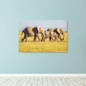 エレファントファミリー歩く キャンバスプリント (インサイチュ (ウッドフロア))