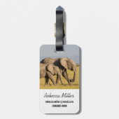 エレファントファミリー歩く ラゲッジタグ (裏面縦)