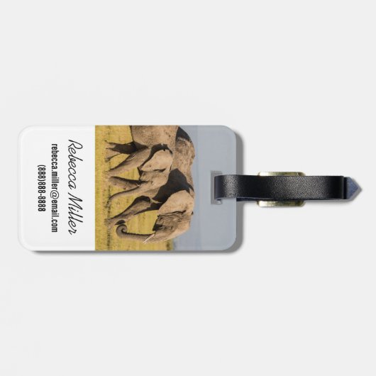 エレファントファミリー歩く ラゲッジタグ (裏面横)