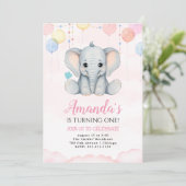 エレファントファースト誕生日ガール招待状 招待状 (スタンド正面)