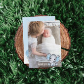 エレファントフォトバルーン男の赤ちゃんシャワーサンキュー サンキューカード