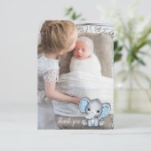 エレファントフォトバルーン男の赤ちゃんシャワーサンキュー サンキューカード (スタンド正面)