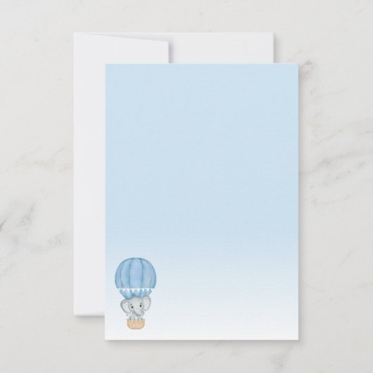 エレファントフォトバルーン男の赤ちゃんシャワーサンキュー サンキューカード (裏面)