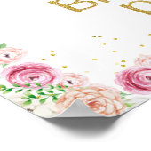 エレファントフローラファースト誕生日ウェルカムサイン ポスター (角)