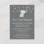 エレファントブックリクエストカード、エレファントベビーシャワー エンクロージャーカード (正面)