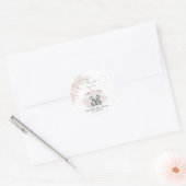 エレファントブラッシュピンクフラワーボホベイビーシャワー ラウンドシール (封筒)