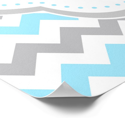 エレファントブルーとグレーの赤ちゃんシャワー ポスター (角)