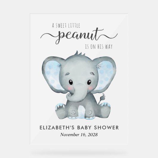 エレファントブルーウォーター色男の赤ちゃんシャワーフロステッド アクリルサイン