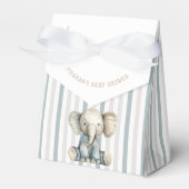 エレファントブルーストライプのベビーシャワー フェイバーボックス (正面サイド)