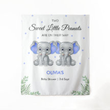 エレファントブルーツインボーイズ赤ちゃんシャワー背景