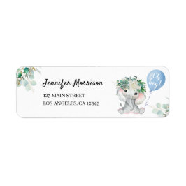 エレファントブルーバルーンオーボーイベビーシャワーアドレス ラベル