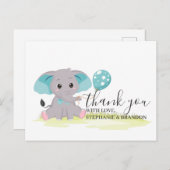 エレファントブルーバルーンサンキューカード ポストカード (正面/裏面)