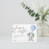 エレファントブルーバルーンベビーシャワーおむつラッフル エンクロージャーカード (スタンド正面)
