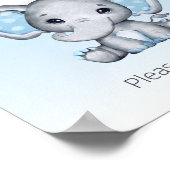 エレファントブルーバルーンベビーシャワーの好意サイン ポスター (角)