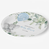 エレファントブルーバルーンボーイ赤ちゃんシャワー緑 ペーパープレート (アングル)