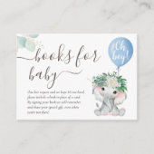 エレファントブルーバルーン緑の本ベビー エンクロージャーカード (正面)