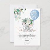 エレファントブルーバルーン緑の赤ちゃんシャワー サンキューカード (正面)