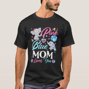 エレファントブルーピンクママ愛する妊娠を明らかにする Tシャツ