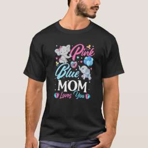 エレファントブルーピンクママ愛する妊娠を明らかにする Tシャツ