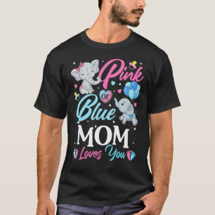 エレファントブルーピンクママ愛する妊娠を明らかにする Tシャツ