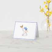 エレファントブルーフランスのボーイ赤ちゃんシャワーカード カード (黄色い花)