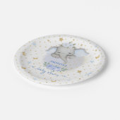 エレファントブルーフローラボホ男の赤ちゃんシャワー ペーパープレート (アングル)