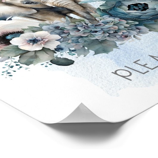 エレファントブルーベビーシャワーゲストブックサインを下さい ポスター (角)