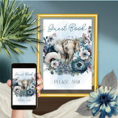 エレファントブルーベビーシャワーゲストブックサインを下さい ポスター