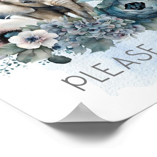 エレファントブルーベビーシャワーベビーは甘いトリートメント ポスター (角)