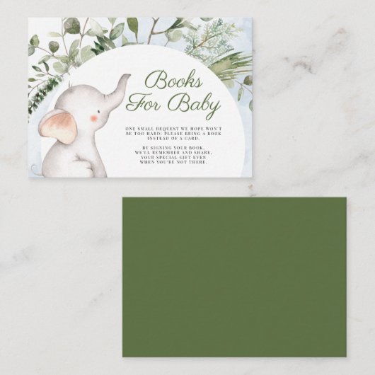 エレファントブルーボーイ緑の本ベビーエンクロサー エンクロージャーカード (正面/裏面)