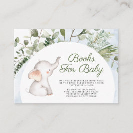 エレファントブルーボーイ緑の本ベビー エンクロージャーカード