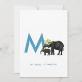 エレファントブルー男の赤ちゃんイニシャルバプテスマ《キリスト教》洗礼式や命名式 招待状 (裏面)