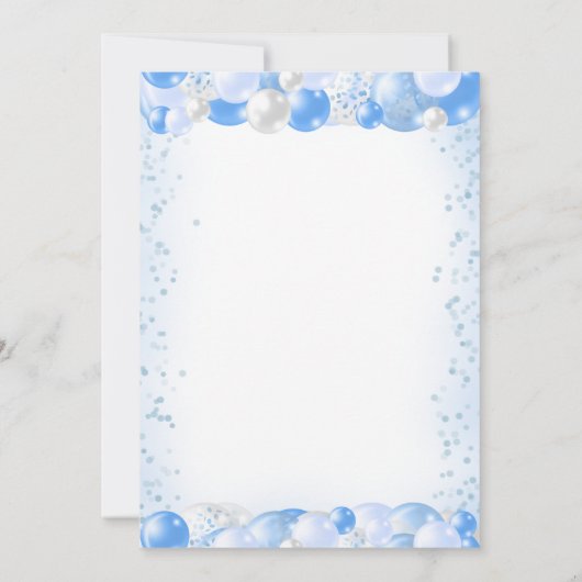 エレファントブルー男の赤ちゃんバルーンシャワー 招待状 (裏面)