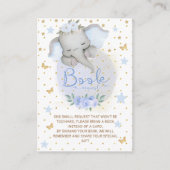 エレファントブルー金ゴールドムーンブックリクエスト赤ちゃんシャワー エンクロージャーカード (正面)