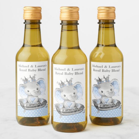 エレファントプリンスベビーシャワーミニワインラベル ワインラベル (ボトル)