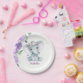 エレファントプレートの赤ちゃんシャワー、誕生日、紫 ペーパープレート (パーティー)