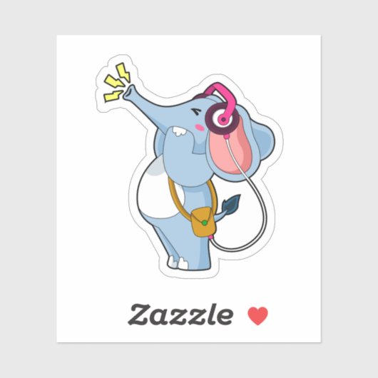 エレファントヘッドフォン音楽 シール (シート)