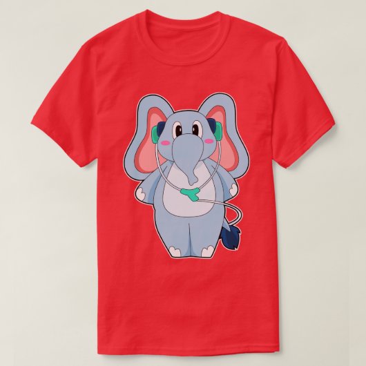 エレファントヘッドフォン音楽 Tシャツ (デザイン正面)