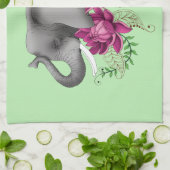 エレファントヘンナロータス花 キッチンタオル (折り畳み)